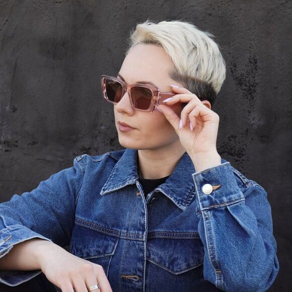 NEW Prada PR08YS 19Q10D Transparent Peach Light Brown Cat Eye Unisex Sunglasses - Picture 4 of 14